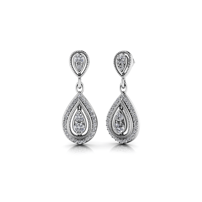 Diamond Dangle Earrings In White Gold