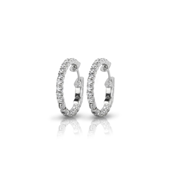Diamond Huggie Hoop Earrings in White Gold (1 ctw)