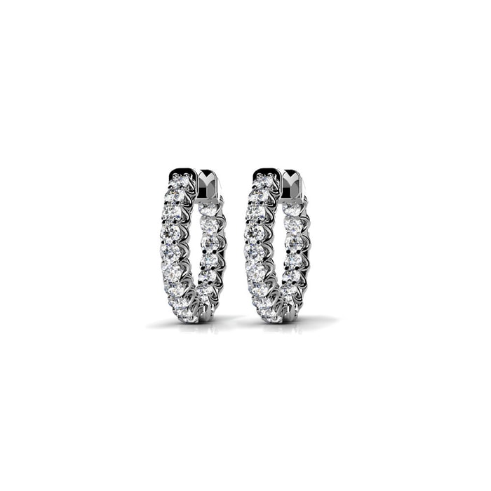 Diamond U-Prong Hoop Huggie Earrings in White Gold (3/4 ctw)