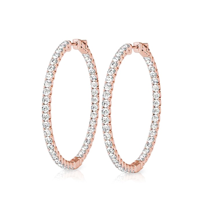 Rose Gold Diamond Hoop Earrings (3/4 Ctw)