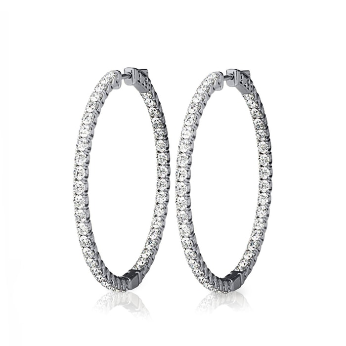 White Gold Diamond Hoop Earrings (3/4 Ctw)