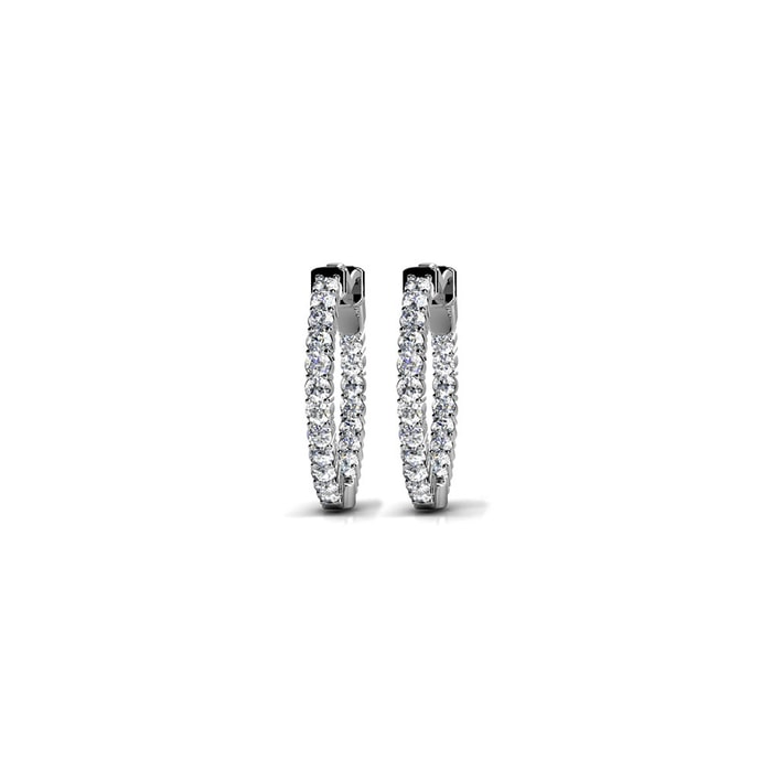 1/2 Carat Diamond Hoop Earrings In 14k White Gold