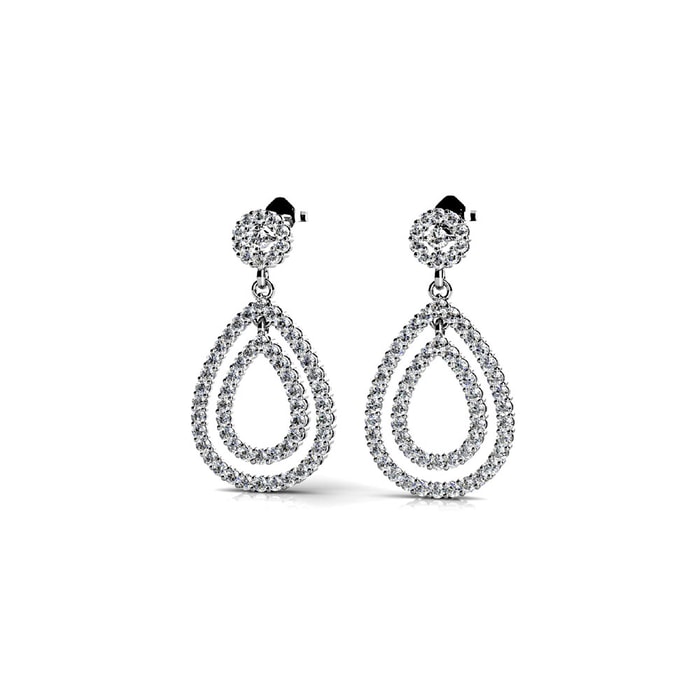 Diamond Link Earrings In 14K White Gold (1 Carat)