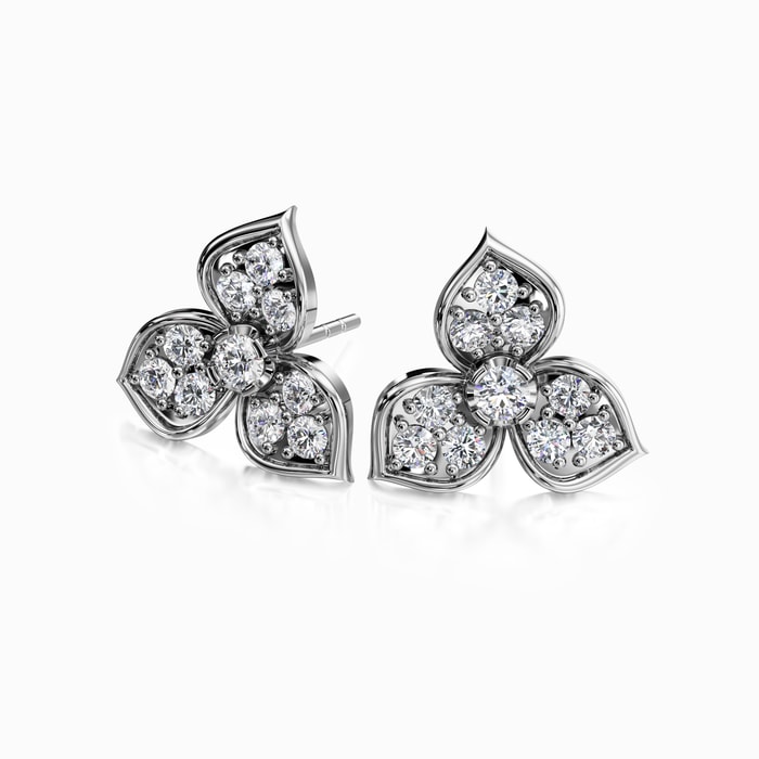 Floral Lab Diamond Cluster Earrings in White Gold (0.85 Carat)