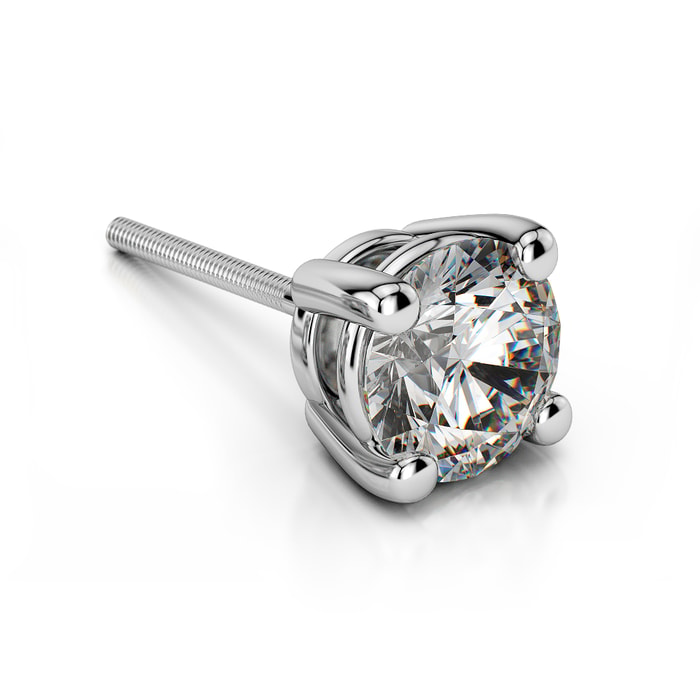 Single Four Prong Diamond Stud Earring Setting In Platinum
