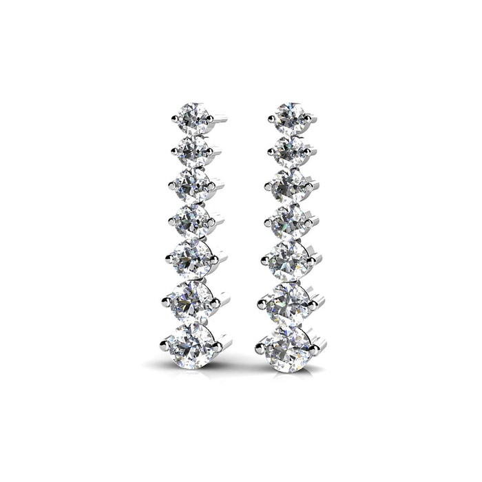 Sparkling One Carat Diamond Drop Earrings in White Gold
