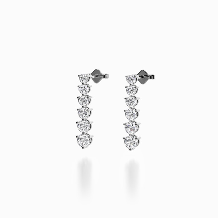 Graduated Lab Diamond Drop Earrings in White Gold (1.00 carat)