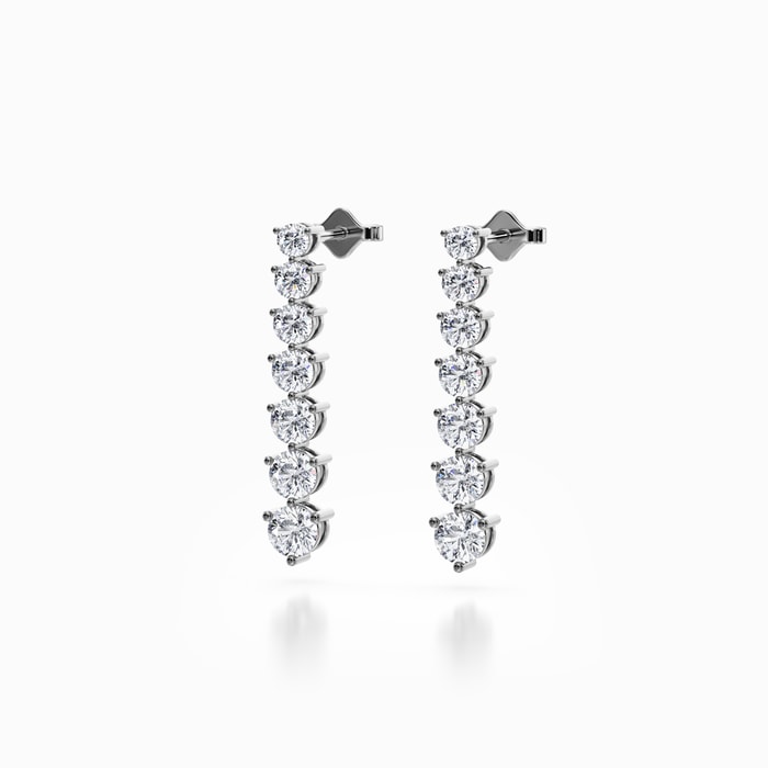 Graduated Lab Diamond Drop Earrings in White Gold (1.50 carat)