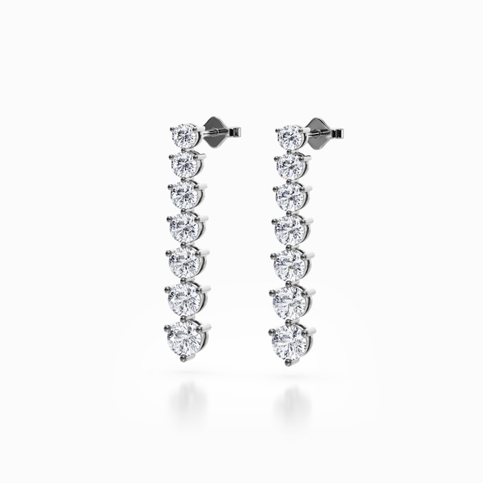 Graduated Lab Diamond Drop Earrings in White Gold (2.00 carat)