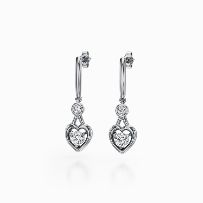 Heart Shape Lab Diamond Drop Earrings in White Gold (0.50 Carat)