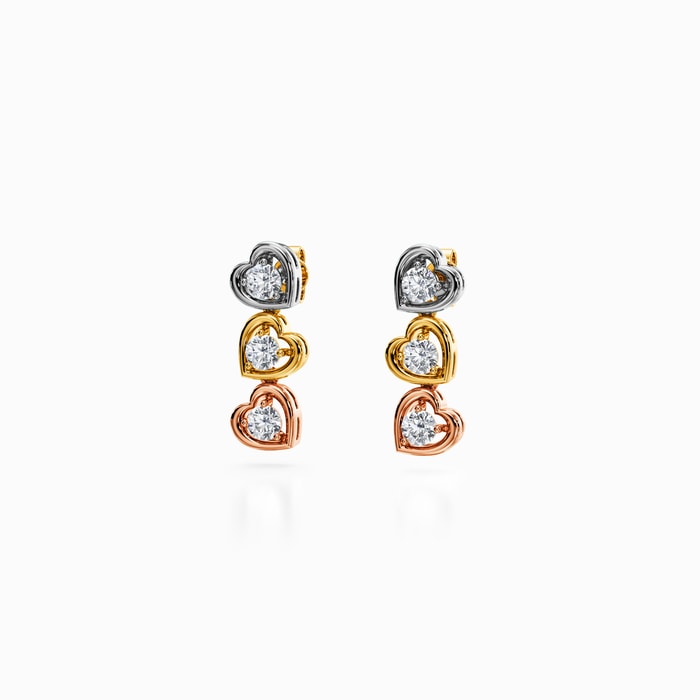 Heart Shape Round Lab Diamond Drop Studs (0.50 Carat)