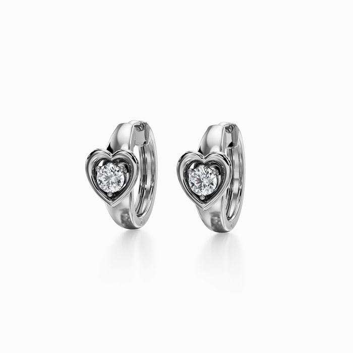 Heart Shape Round Lab Diamond Hoop Earrings in White Gold (0.50 Carat)