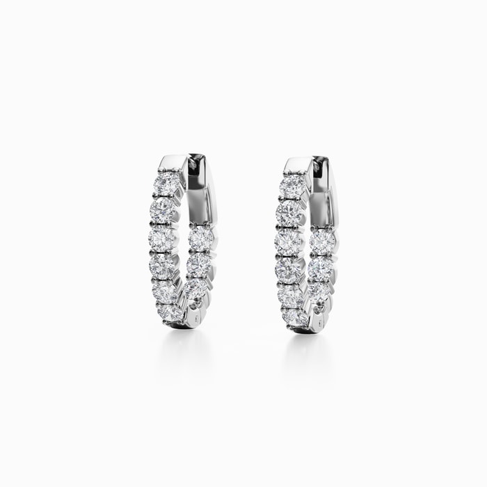 Inside Out Lab Diamond Hoop Earrings in White Gold (1.50 carat)