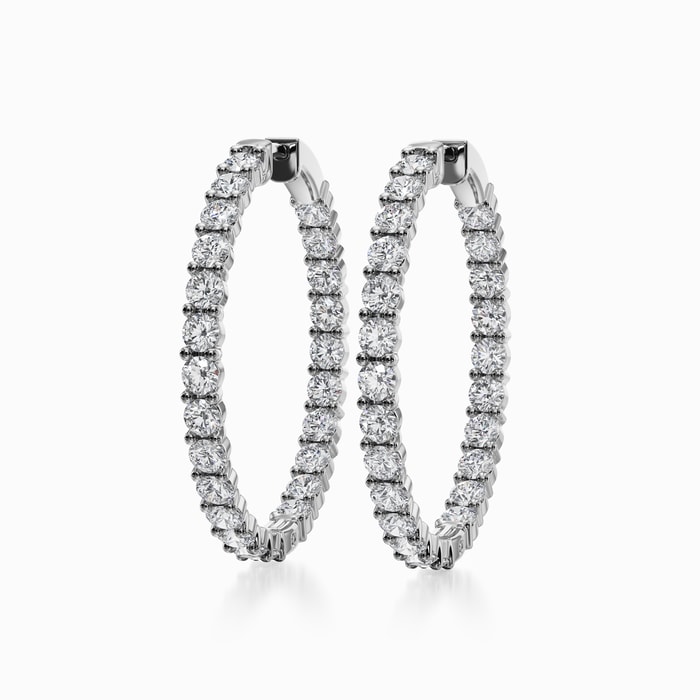 Lab Diamond Hoop Earrings in White Gold (4.00 carat)