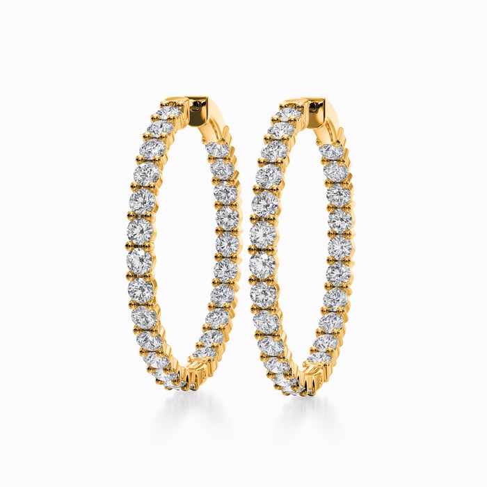 Lab Diamond Hoop Earrings in Yellow Gold (4.00 carat)
