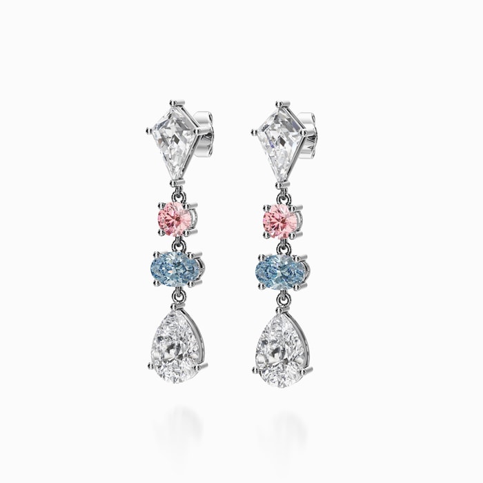 Lab Diamond Statement Drop Earrings in White Gold (4.30 Carat)