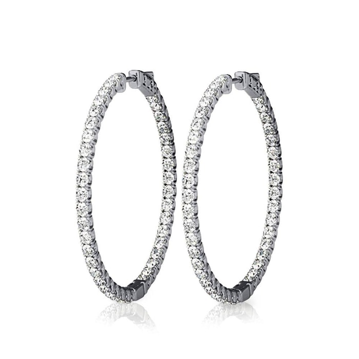 White Gold Diamond Hoop Earrings (1 Ctw)