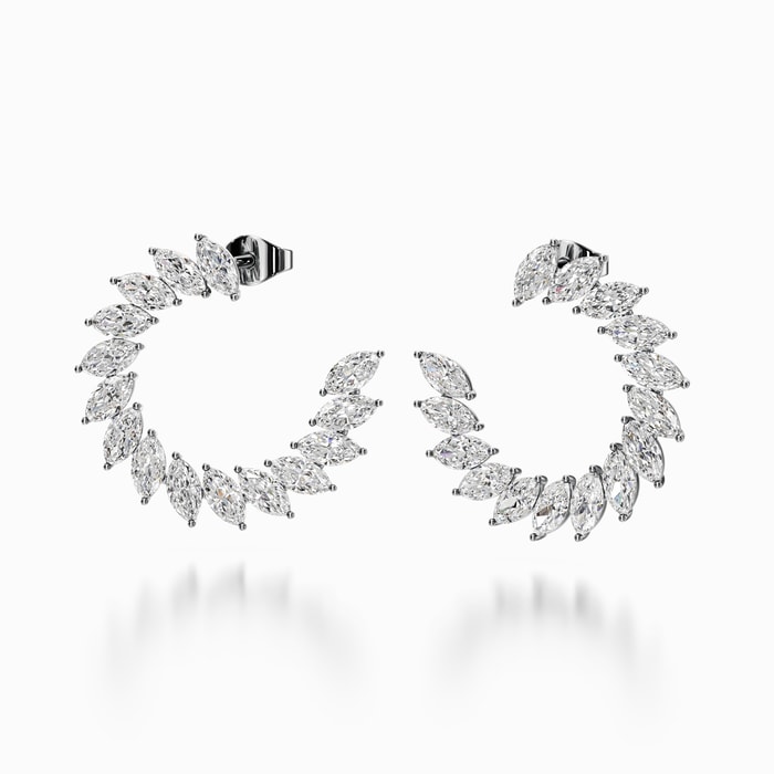 Marquise Lab Grown Diamond Open Hoop Earrings in White Gold