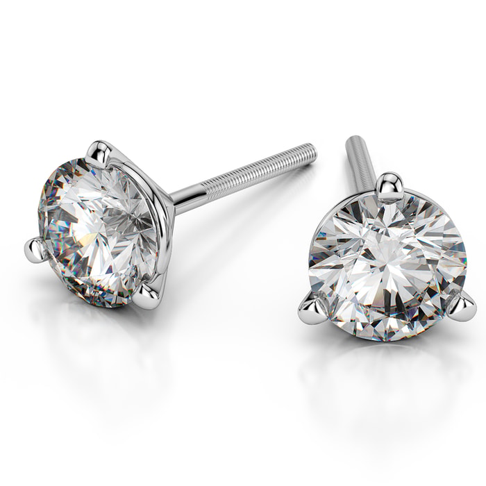 Martini Three Prong Earring Settings in Platinum