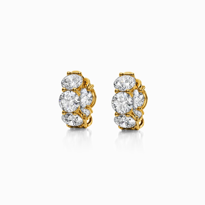 Modern Round Lab Diamond Huggie Hoop Earrings in Yellow Gold (5 Carat)
