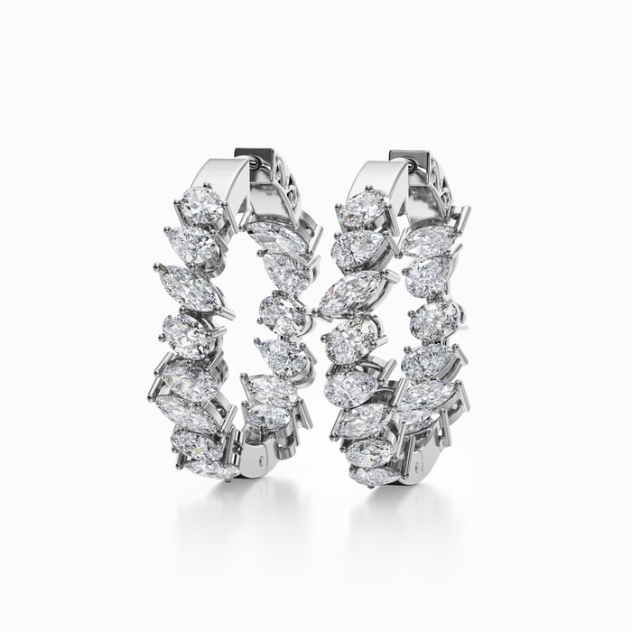 Multishape Lab Diamond Hoop Earrings in White Gold (4.50 carat)