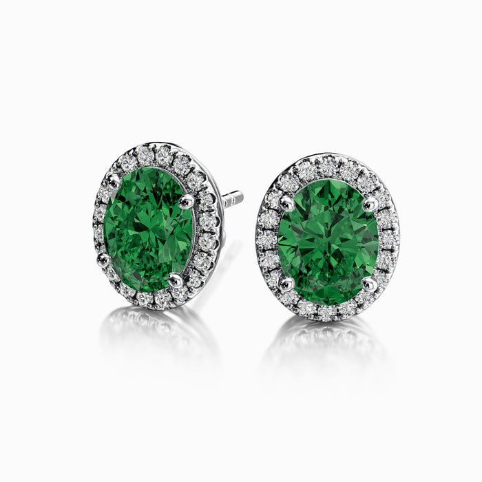 Olivia Halo Stud Earrings in White Gold