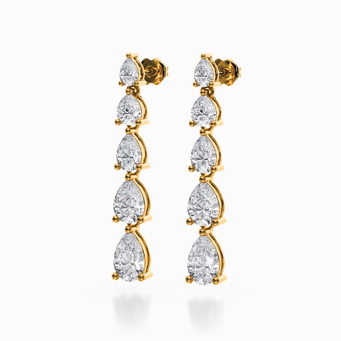 Pear Lab Diamond Drop Earrings in Yellow Gold (5.60 carat)