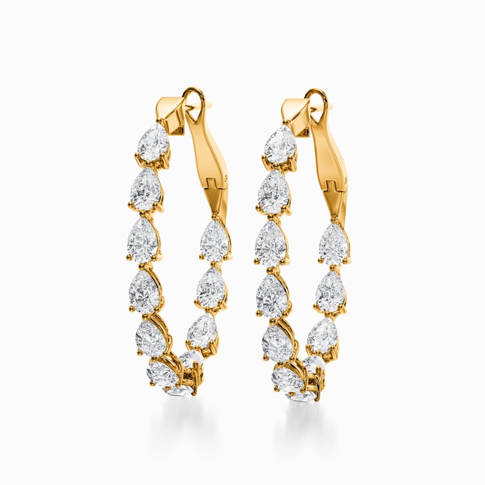 Pear Lab Diamond Hoop Earrings in Yellow Gold (4.25 carat)