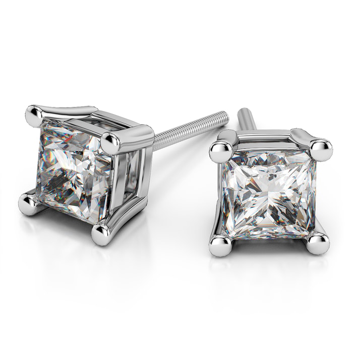 1/4 Ctw Princess Diamond Stud Earrings In Platinum - Value Collection