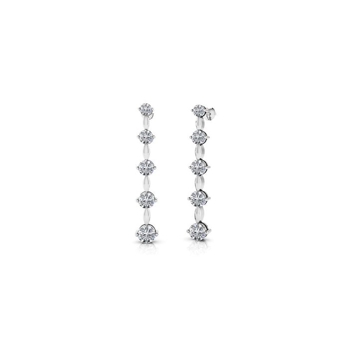 Elegant Round Diamond Drop Earrings In 14K White Gold (1/2 Ctw)