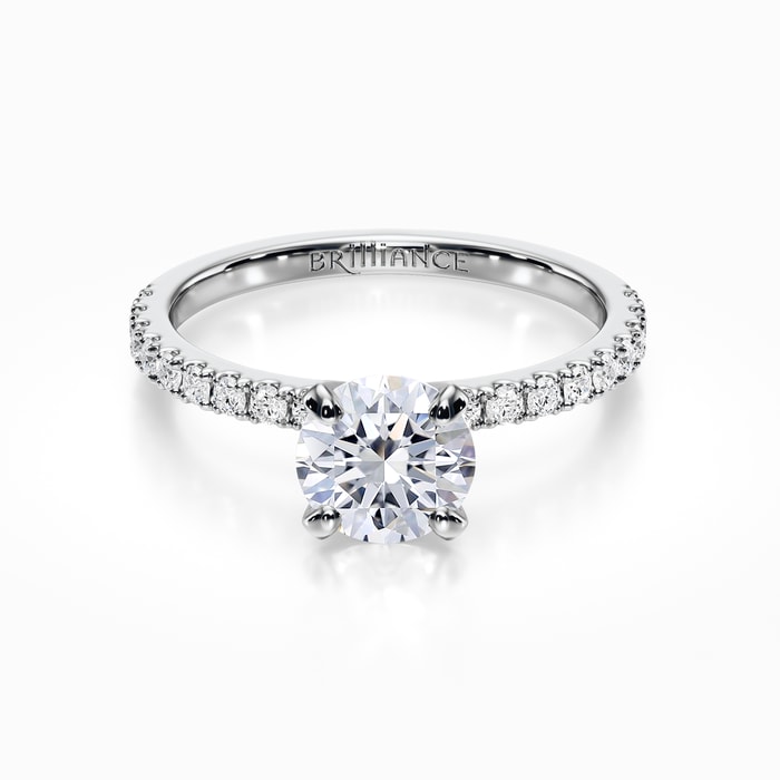 Petite Pave Diamond Engagement Ring in White Gold (0.22 carat)