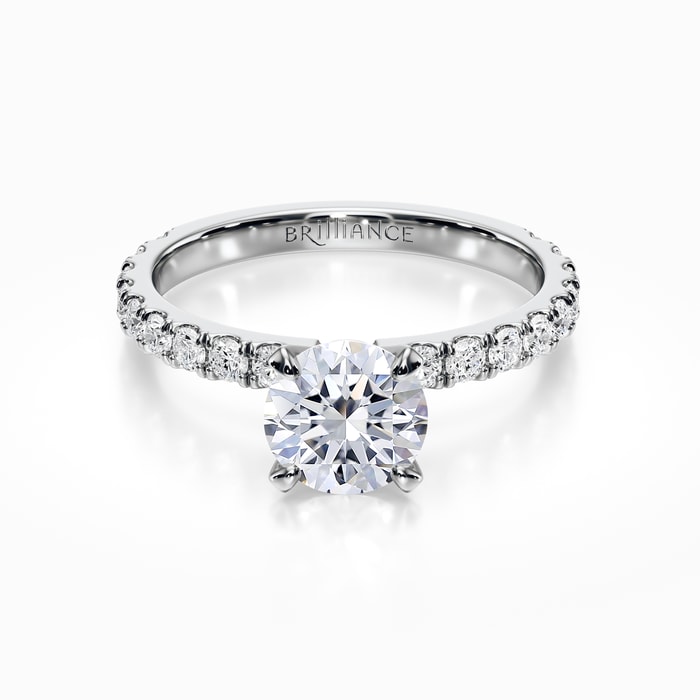 Petite Pave Diamond Engagement Ring in White Gold