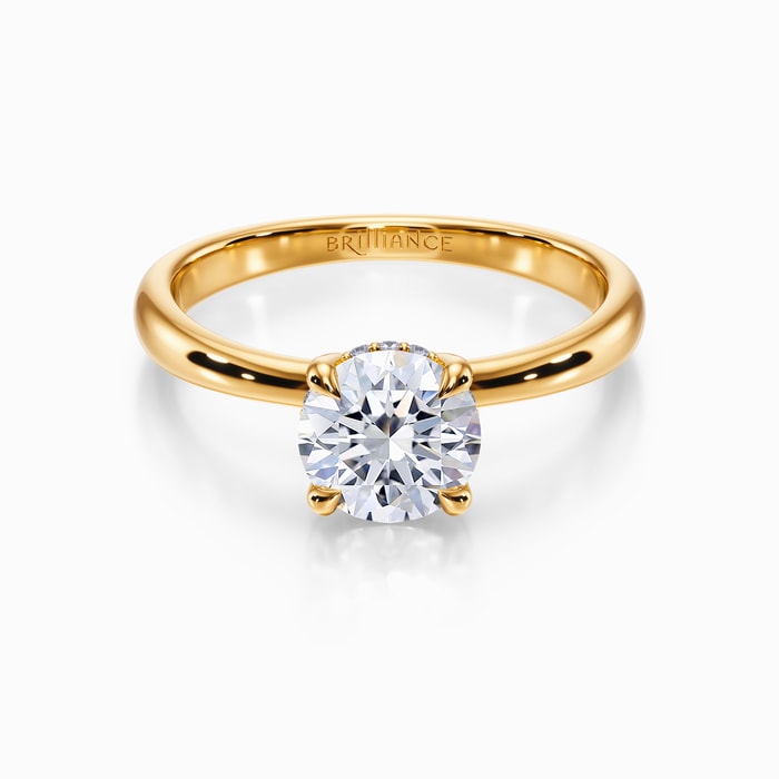 Blooming Engagement Ring with Hidden Halo in Yellow Gold