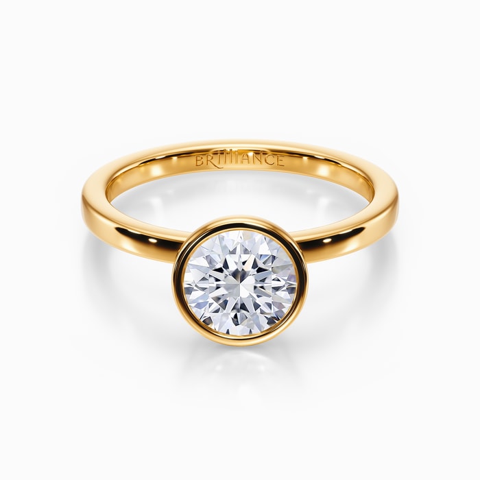 Floating Bezel Solitaire Engagement Ring in Yellow Gold