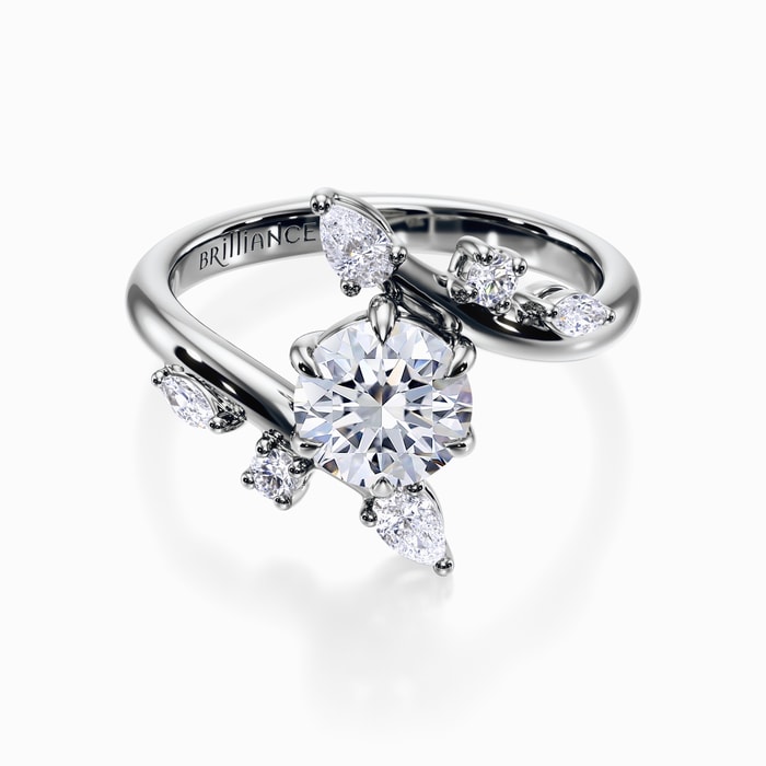 Iris Diamond Engagement Ring In White Gold