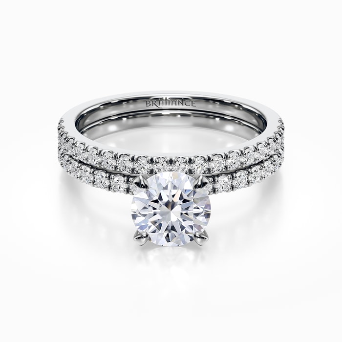 Petite Pave Diamond Bridal Set in White Gold