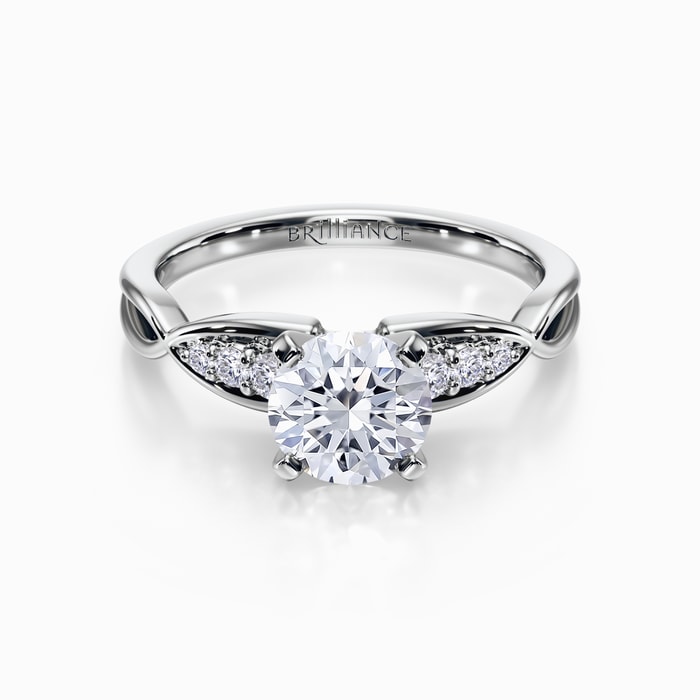 Petite Twist Diamond Engagement Ring in White Gold