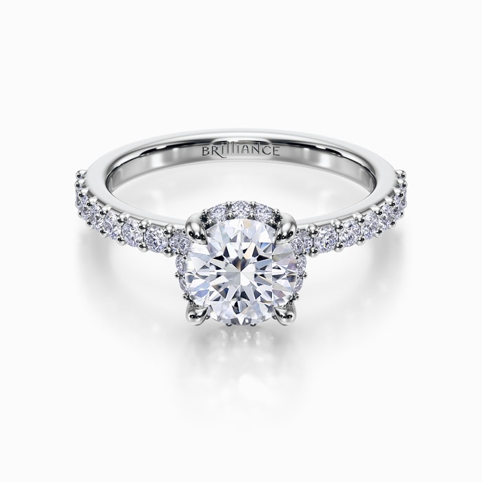 Solaris Pave Diamond Engagement Ring in White Gold