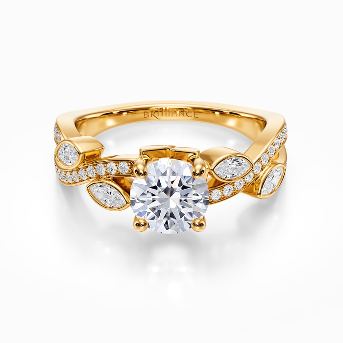 Twisted Petal Diamond Engagement Ring in Yellow Gold