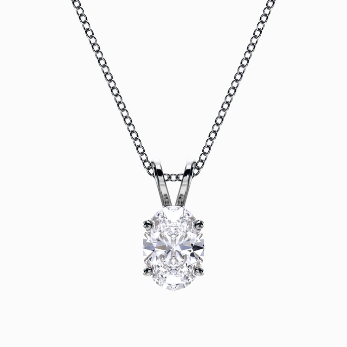 Oval Lab Diamond Pendant in White Gold (1 Carat)