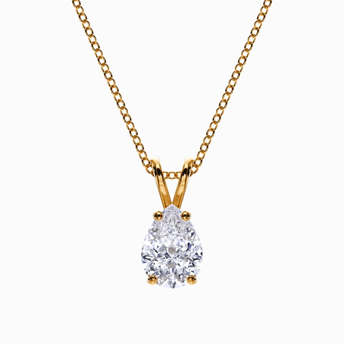 Pear Lab Diamond Pendant in Yellow Gold (1 Carat)