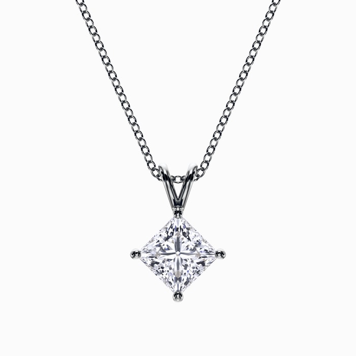 Princess Lab Diamond Pendant in White Gold (1 Carat)