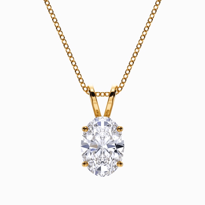 Oval Lab Diamond Pendant in Yellow Gold (2 Carat)