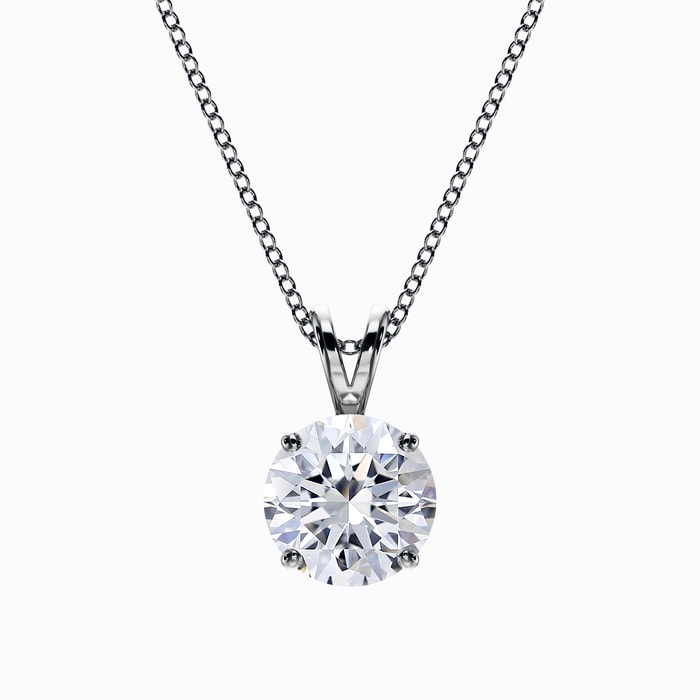 Round Lab Diamond Pendant in White Gold (2 Carat)