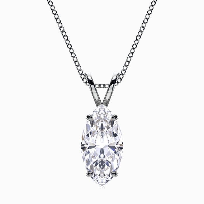 Marquise Lab Grown Pendant in White Gold (2 Carat)