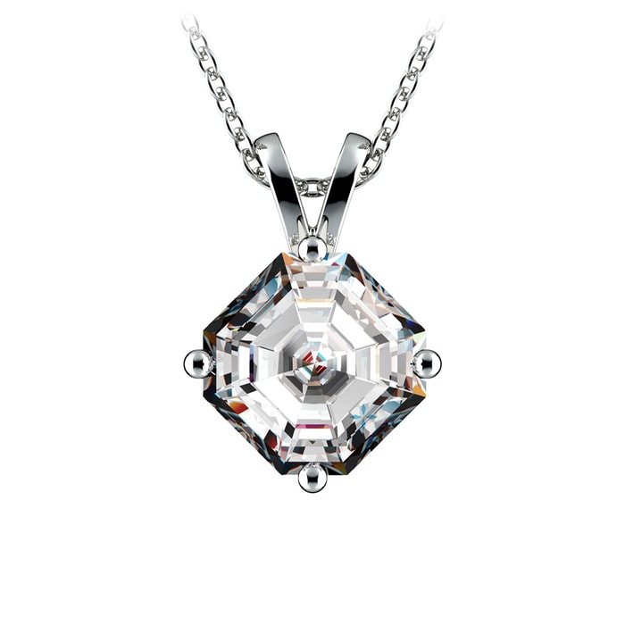 Two Carat Asscher Cut Diamond Pendant Necklace In Platinum
