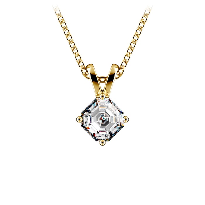 Asscher Cut Diamond Pendant Necklace In Yellow Gold (1/5 ctw)