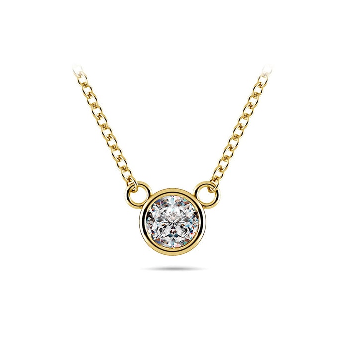 Bezel Diamond Pendant Necklace In Gold (1/3 Ctw)