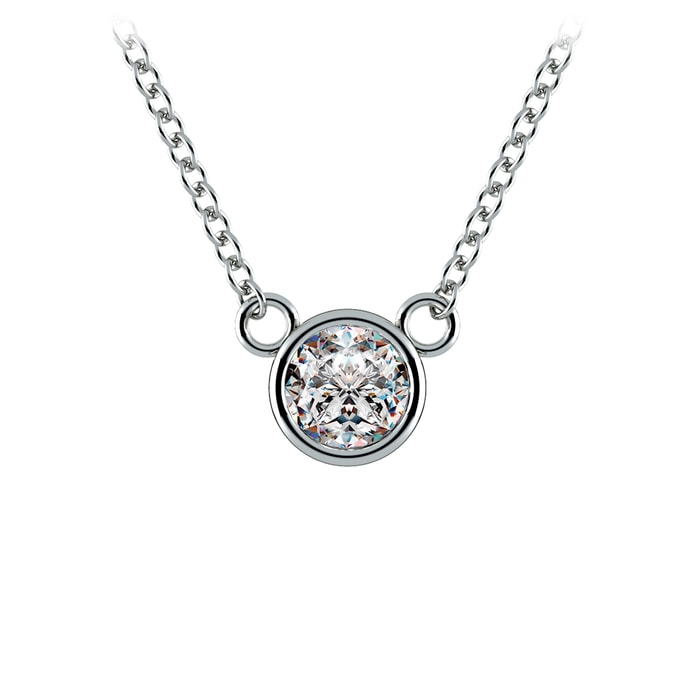 1/3 Ctw Bezel Diamond Necklace Pendant In White Gold