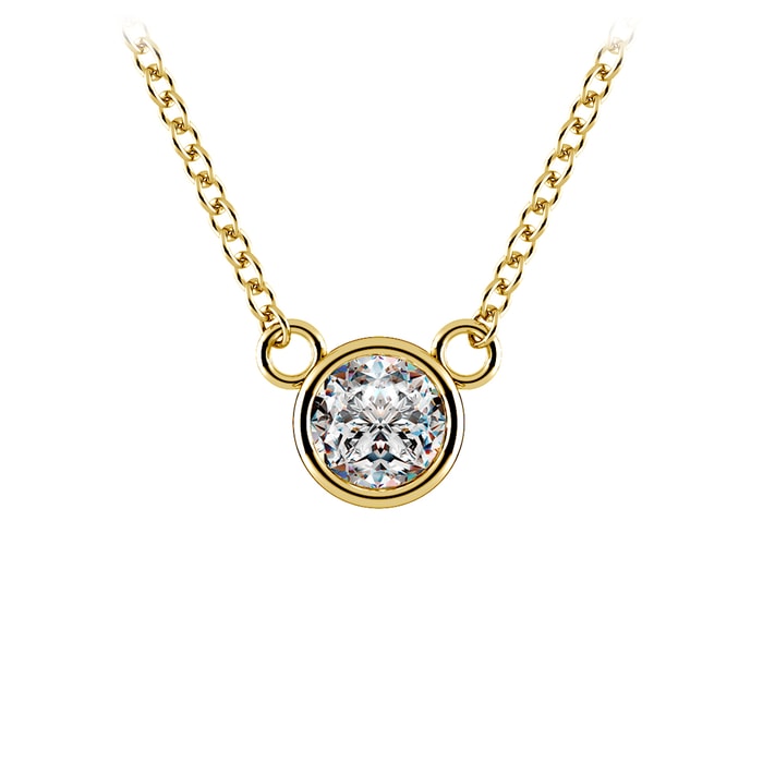 1/3 Ctw Bezel Diamond Necklace Pendant In Yellow Gold